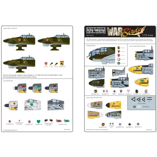Kits World Kw172022 1/72 Decal Luftwaffe Geschwader Insignia Accessories Kit