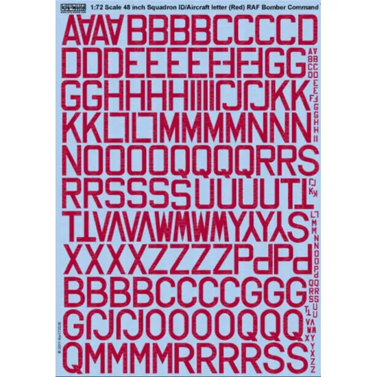 Kits World Kw172026 1/72 Decal 48 Inch Code Letters Dull Red Accesories Kit