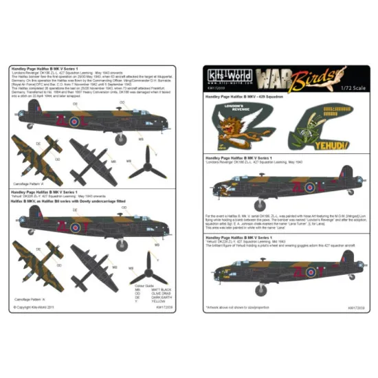 Kits World Kw172039 1/72 Decal For Handley Page Halifax B Mkv Accessories Kit