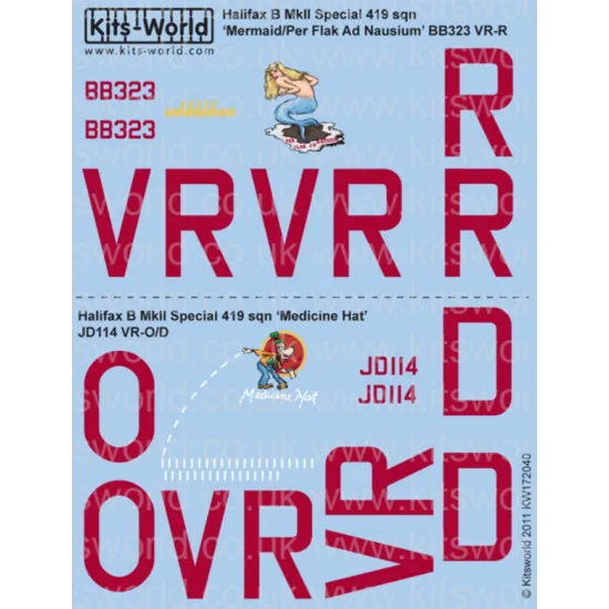 Kits World Kw172040 1/72 Decal For Handley Page Halifax B Mkii Accessories Kit