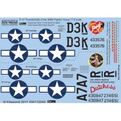 Kits World Kw172045 1/72 Decal For P-47 Thunderbolt Of The 368th Fighter Group
