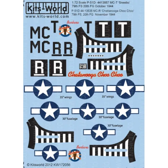 Kits World Kw172056 1/72 Decal For P-51 Mustangs Accessories For Aircraft