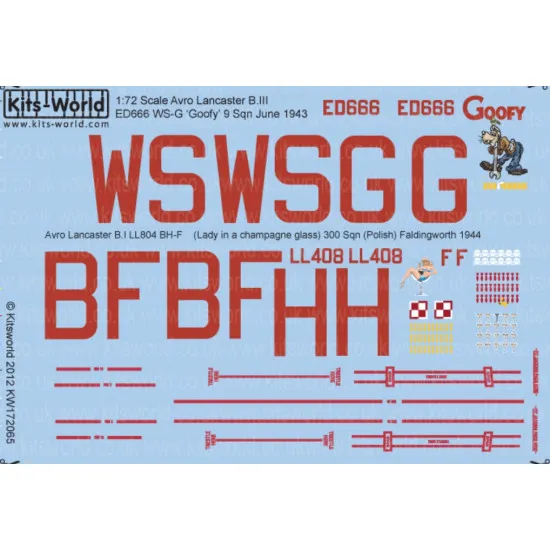 Kits World Kw172065 1/72 Decal For Avro Lancaster Mk B.iii Accessories For Aircraft