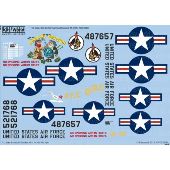 Kits World Kw172066 1/72 Decal For B-29 Super Fortress Accessories For Aircraft