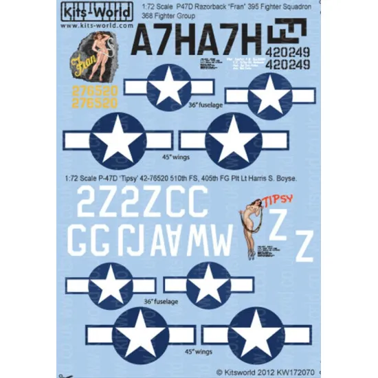 Kits World Kw172070 1/72 Decal For P-47 Thunderbolts Accessories For Aircraft