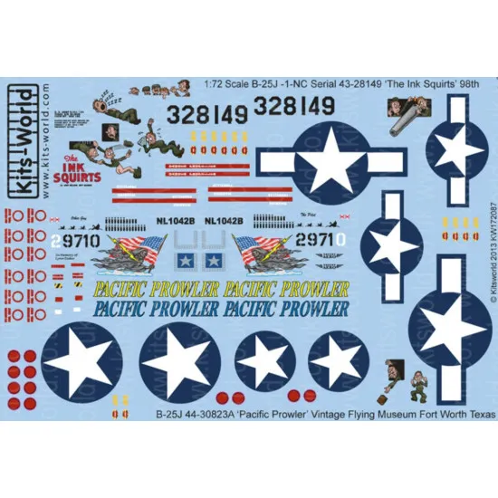 Kits World Kw172087 1/72 Decal For B-25 Mitchell The Ink Squirts Accessories Kit