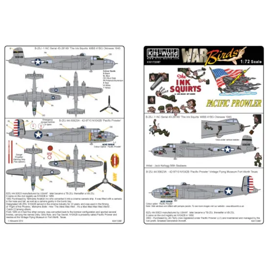 Kits World Kw172087 1/72 Decal For B-25 Mitchell The Ink Squirts Accessories Kit