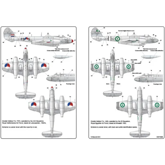 Kits World Kw172098 1/72 Decal For Gloster Meteor Mk.iv F4 Accessories For Aircraft