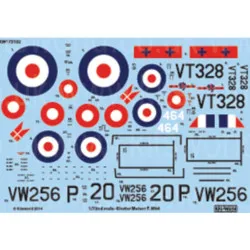 Kits World Kw172102 1/72 Decal For Gloster Meteor Mk.iv F4 Accessories Kit