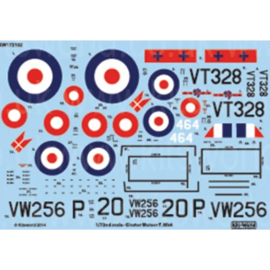 Kits World Kw172102 1/72 Decal For Gloster Meteor Mk.iv F4 Accessories Kit