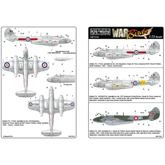 Kits World Kw172102 1/72 Decal For Gloster Meteor Mk.iv F4 Accessories Kit