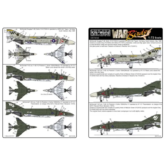 Kits World Kw172103 1/72 Decal For Phantom F-4b Decal Sheet Accessories For Aircraft