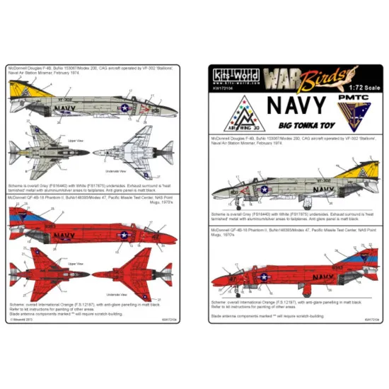 Kits World Kw172104 1/72 Decal For Phantom F-4b Accessories For Aircraft