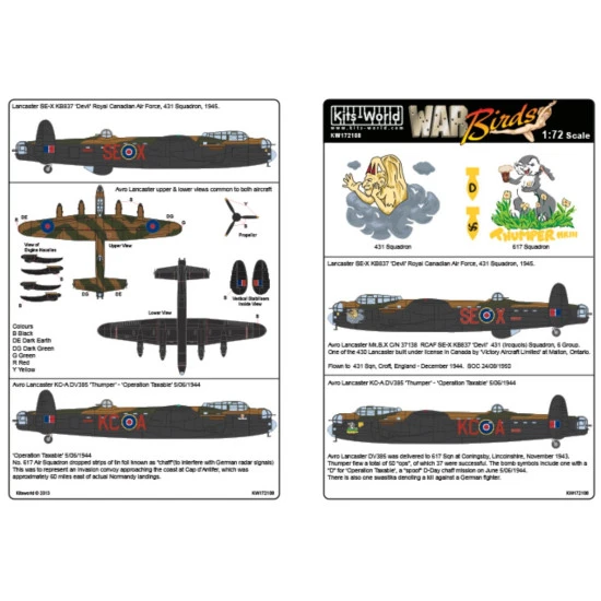 Kits World Kw172108 1/72 Decal For Avro Lancaster Bi Accessories For Aircraft
