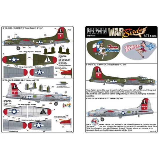 Kits World Kw172109 1/72 Decal For B-17g Flying Fortress Accessories Kit