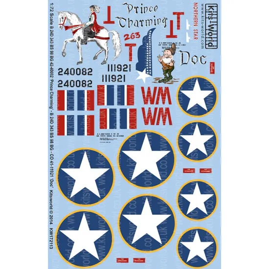 Kits World Kw172113 1/72 Decal For B-24d Liberator Accessories For Aircraft