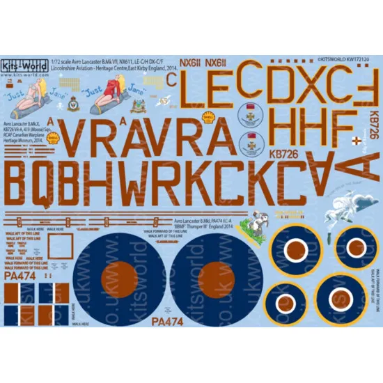 Kits World Kw172120 1/72 Decal For Avro Lancasters 2014 Meeting East Kirkby England