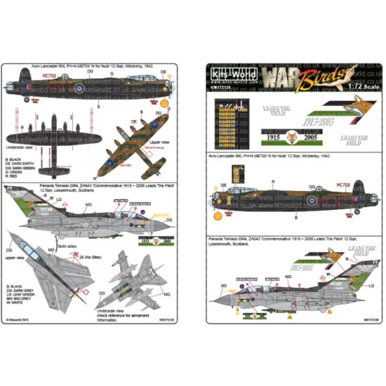 Kits World Kw172126 1/72 Decal For Avro Lancasters B Mk.iii Panavia Tornado