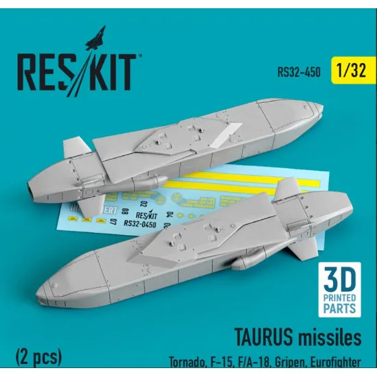 Reskit Rs32-0450 1/32 Taurus Missiles 2 Pcs Tornado F15 Fa18 Gripen Eurofighter 3d Printed