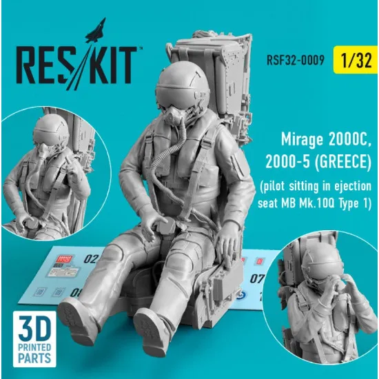 Reskit Rsf32-0009 1/32 Mirage 2000c 2000.5 Greece Pilot Sitting In Ejection Seat Mb Mk.10q Type 1 3d Printed