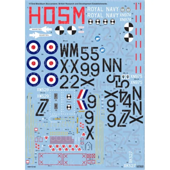 Kits World Kw172140 1/72 Decal For Blackburn Buccaneers S Mk 2 Mk2a Mk2b