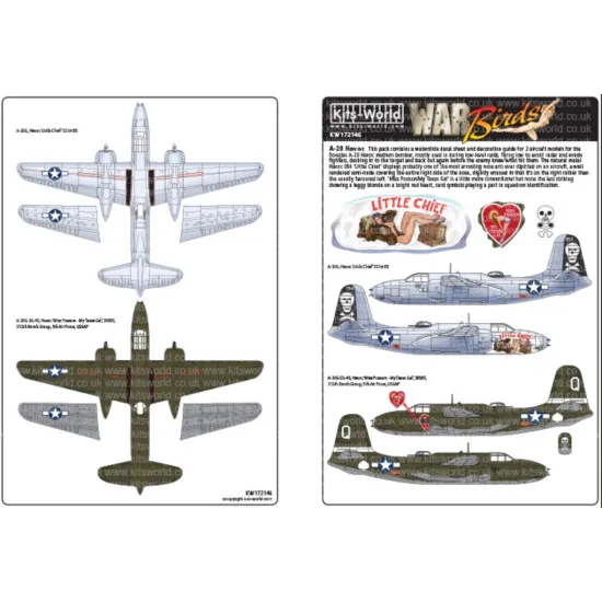 Kits World Kw172146 1/72 Decal For Douglas A-20 Havocs Accessories For Aircraft
