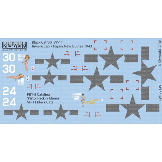 Kits World Kw172149 1/72 Decal For Pby-5 Catalina Black Cats Accessories For Aircraft