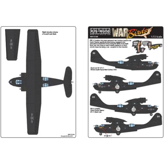 Kits World Kw172149 1/72 Decal For Pby-5 Catalina Black Cats Accessories For Aircraft