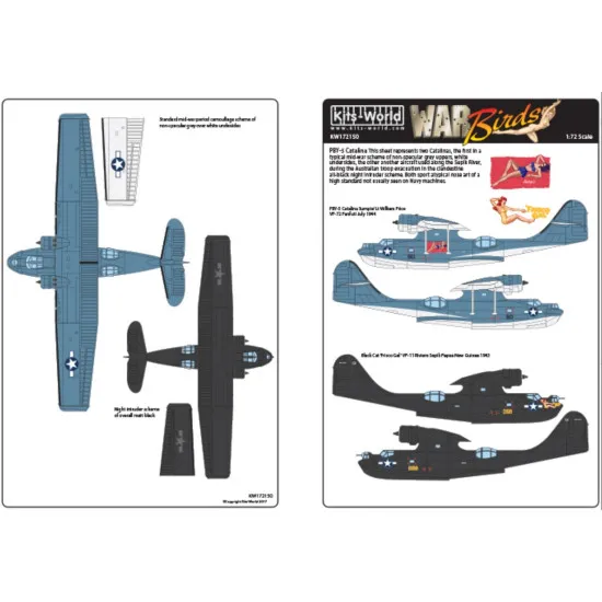 Kits World Kw172150 1/72 Decal Pby-5 Catalina Black Cats Accessories Aircraft