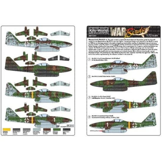 Kits World Kw172157 1/72 Messerschmitt Me-262a-1a Du Generalleutnant Adolf Galland