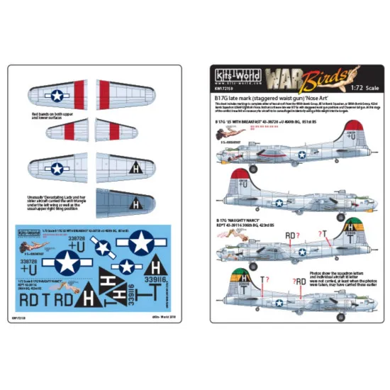 Kits World Kw172159 1/72 Decal For B-17g Flying Fortress Accessories Kit