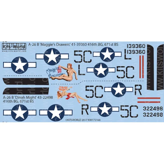 Kits World Kw172166 1/72 Decal For A-26 Douglas Invaders Accessories Kit