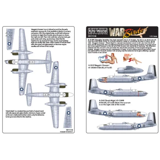Kits World Kw172166 1/72 Decal For A-26 Douglas Invaders Accessories Kit