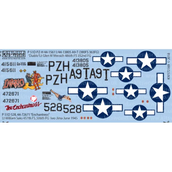 Kits World Kw172169 1/72 Decal For P-51d Mustangs Accessories For Aircraft