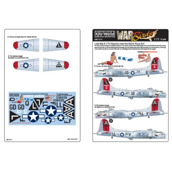 Kits World Kw172175 1/72 Decal For Boeing Flying Fortress B-17g Accessories Kit