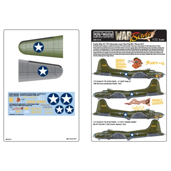 Kits World Kw172176 1/72 Decal For Boeing Flying Fortress B -17e Of The Pacific