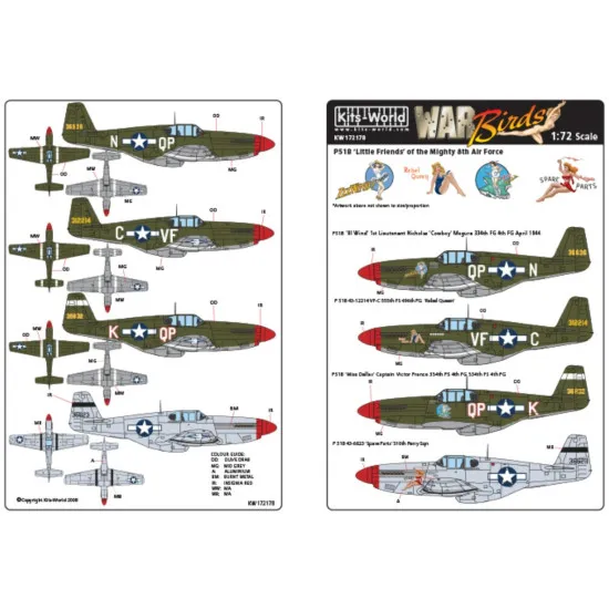 Kits World Kw172178 1/72 Decal For P-51b P-51d North American Mustangs