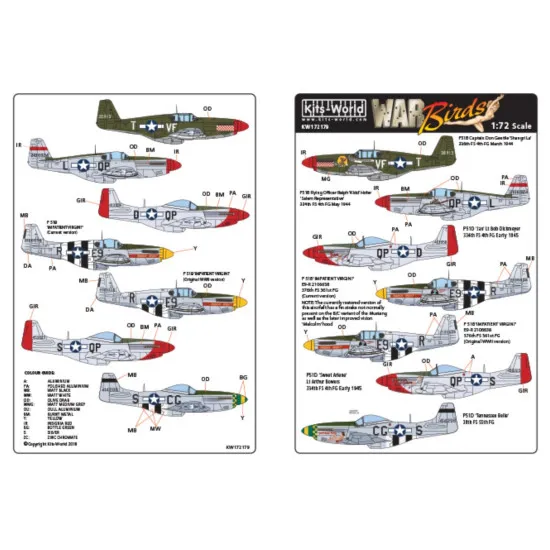 Kits World Kw172179 1/72 Decal For P-51b P-51d North American Mustangs