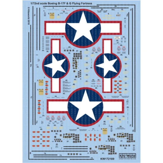 Kits World Kw172189 1/72 Decal For Boeing B-17f/G Flying Fortress
