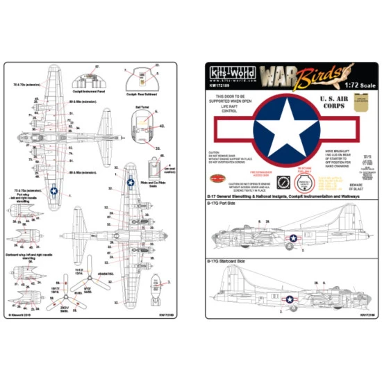 Kits World Kw172189 1/72 Decal For Boeing B-17f/G Flying Fortress