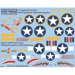 Kits World Kw172192 1/72 Decal For B-25c-d North American B-25 Mitchell