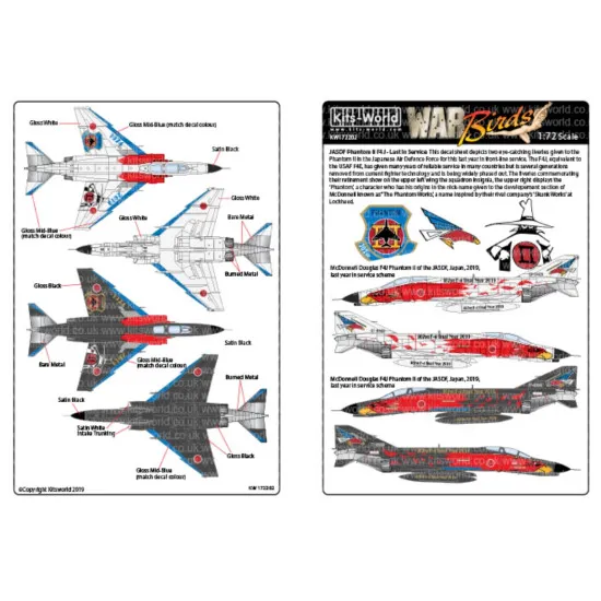 Kits World Kw172202 1/72 Decal For Japanese Mcdonnell Douglas Phantoms