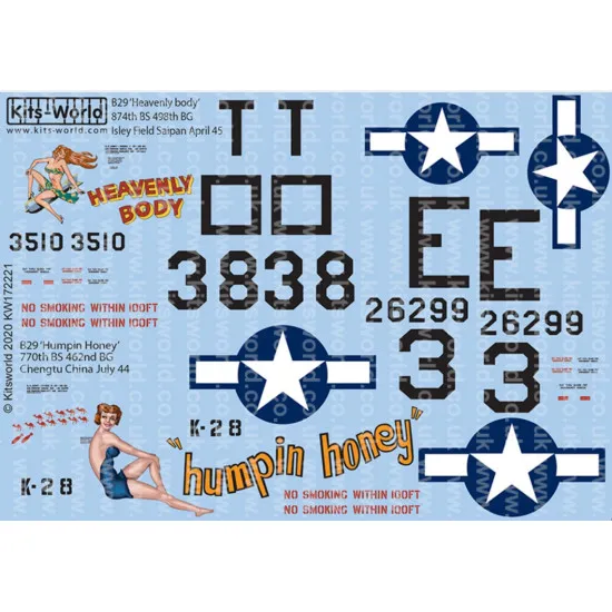 Kits World Kw172221 1/72 Decal For Boeing B-29 Superfortress Accessories Kit