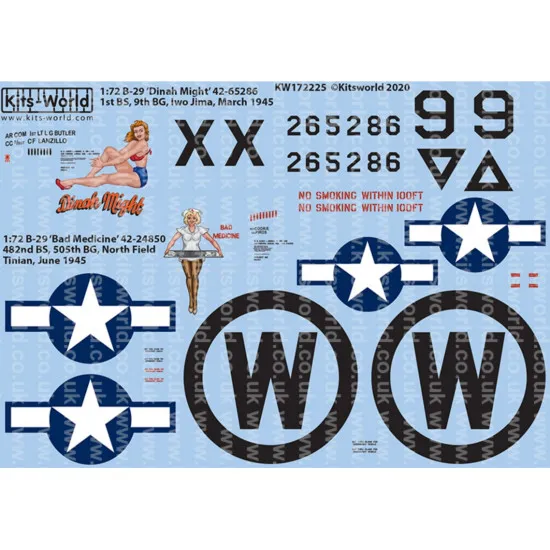 Kits World Kw172225 1/72 Decal For Boeing B-29 Superfortress Accessories Kit