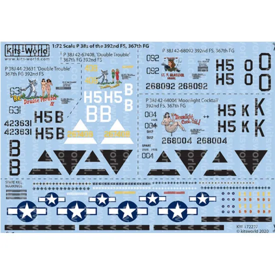Kits World Kw172227 1/72 Decal For Lockheed P-38j Lightnings Accessories Kit