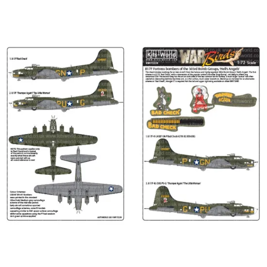 Kits World Kw172239 1/72 Decal For Boeing B-17f Flying Fortress Accessories Kit