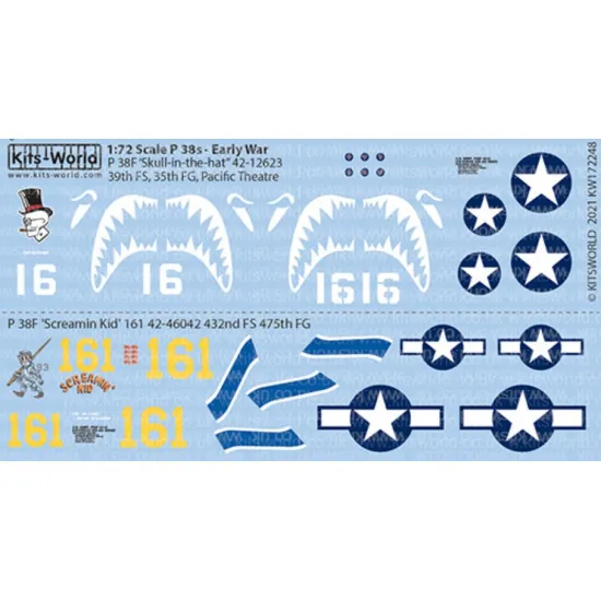 Kits World Kw172248 1/72 Decal For Lockheed P-38f Lightning Accessories Kit