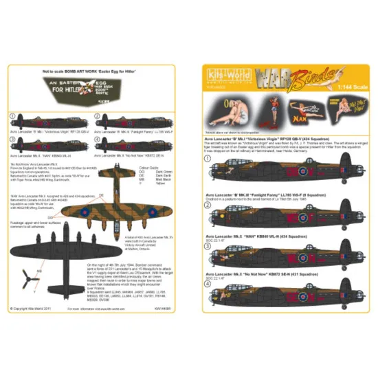 Kits World Kw144005 1/144 Decal For Avro Lancaster Bomber Accessories For Aircraft