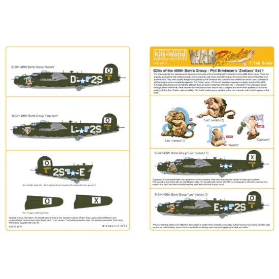 Kits World Kw144011 1/144 Decal For B-24 Liberators Accessories For Aircraft