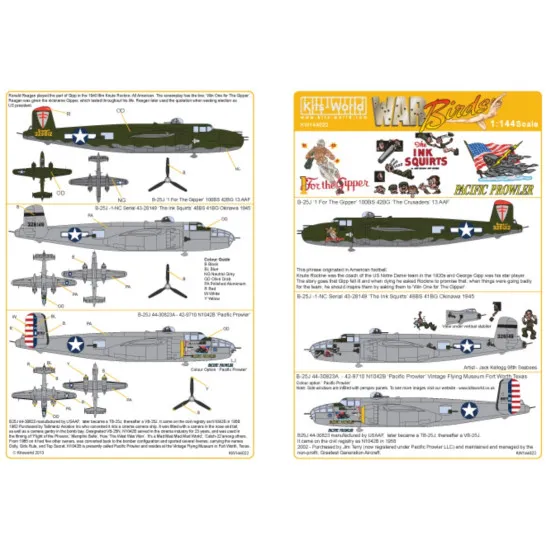 Kits World Kw144022 1/144 Decal For B-25 Mitchell Accessories For Aircraft